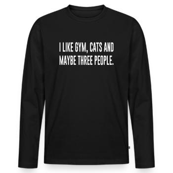 Cat drôle disant Gym Humour - T-shirt manches longues Premium bio Homme - noir - Devant - Nico (187cm)
