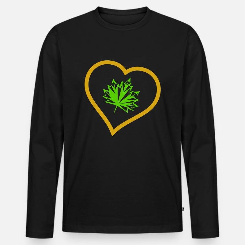 herbst blatt - Männer Premium Bio Langarmshirt - Schwarz