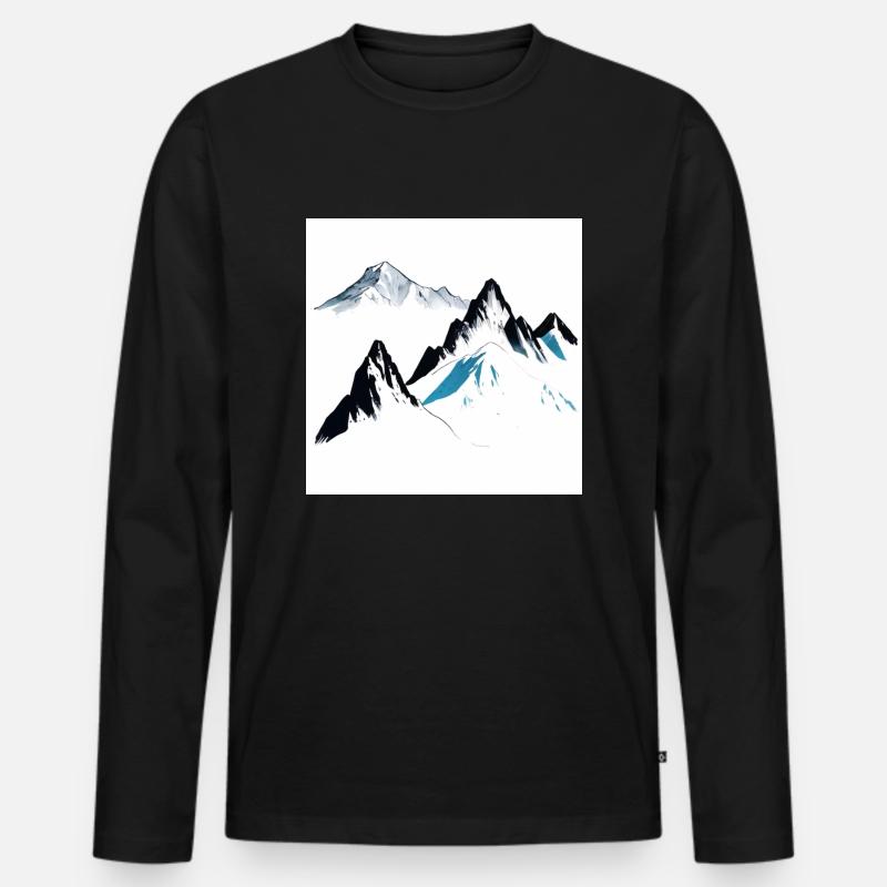 Berge - Männer Premium Bio Langarmshirt - Schwarz