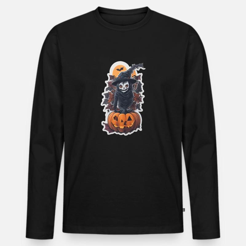 Helloween Kürbis Hexe - Männer Premium Bio Langarmshirt - Schwarz