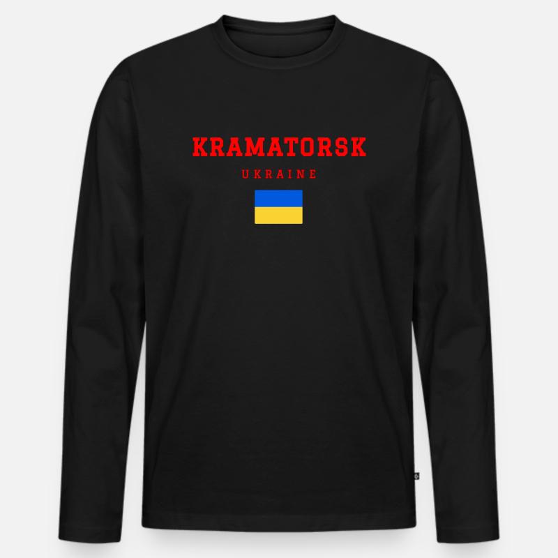 Kramatorsk Ukraine - Männer Premium Bio Langarmshirt - Schwarz
