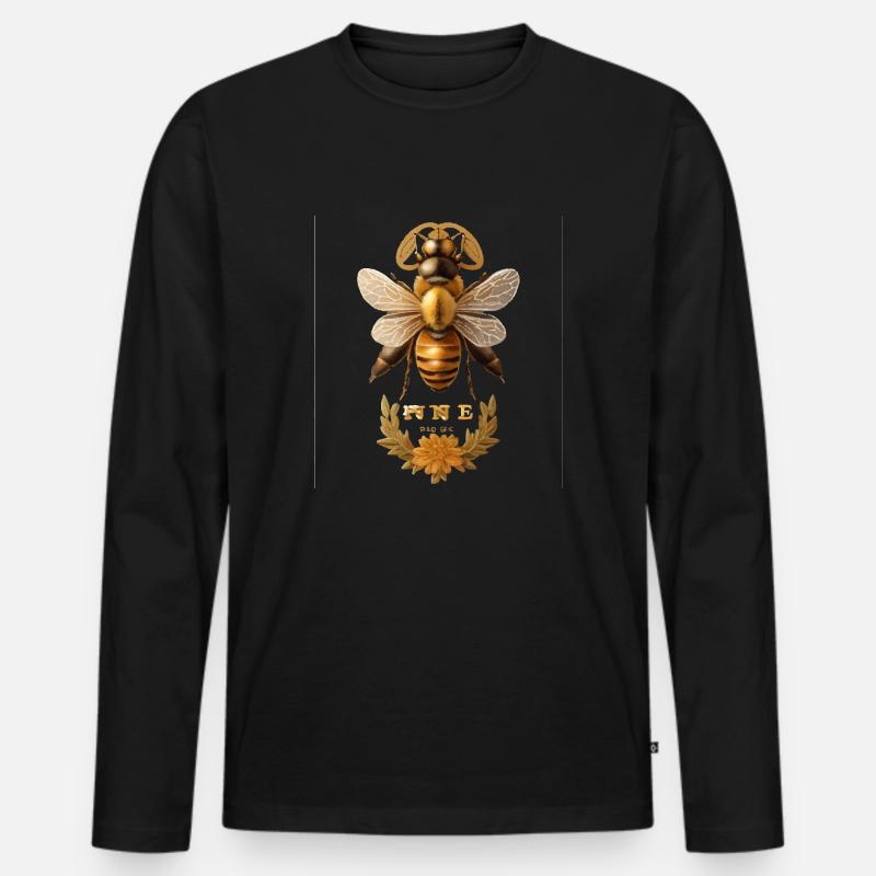 Biene - Männer Premium Bio Langarmshirt - Schwarz