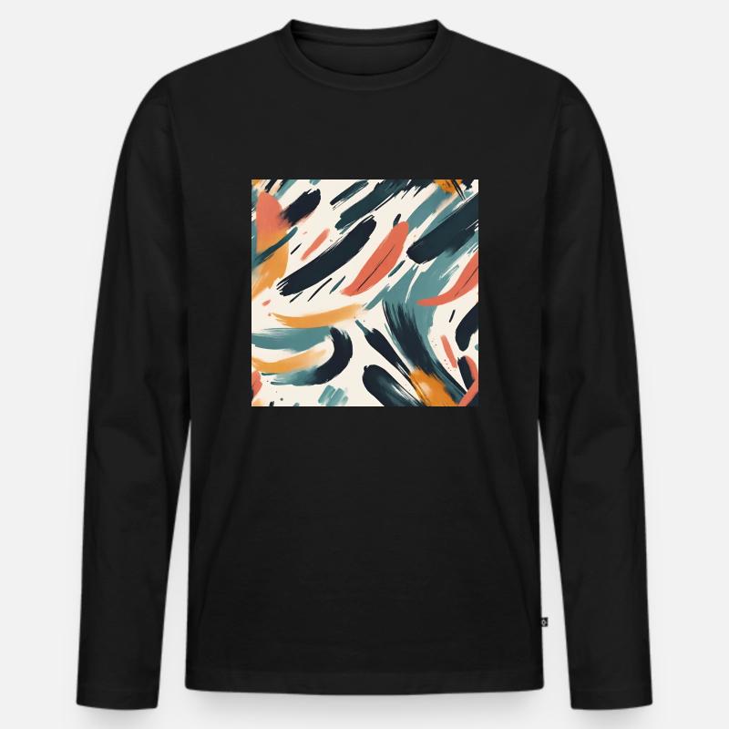 modernes Pinselstrichdesign - Männer Premium Bio Langarmshirt - Schwarz