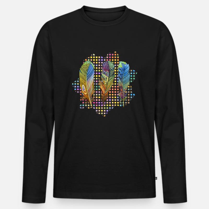 Feder - Männer Premium Bio Langarmshirt - Schwarz