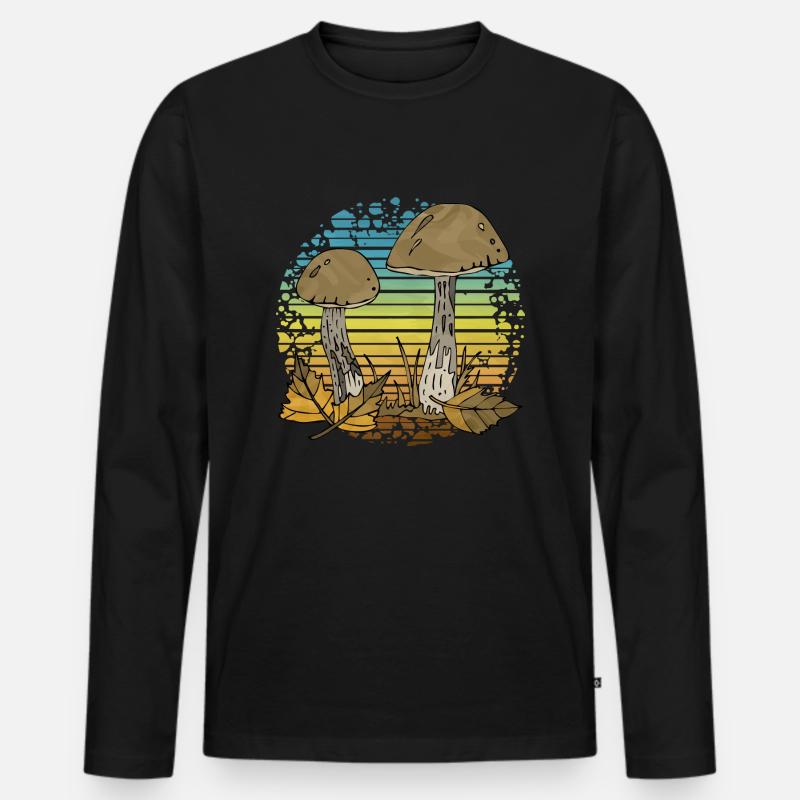 Pilze - Männer Premium Bio Langarmshirt - Schwarz