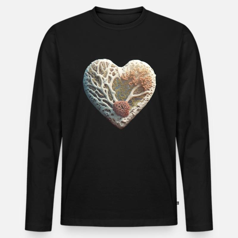 Herz der See - Männer Premium Bio Langarmshirt - Schwarz