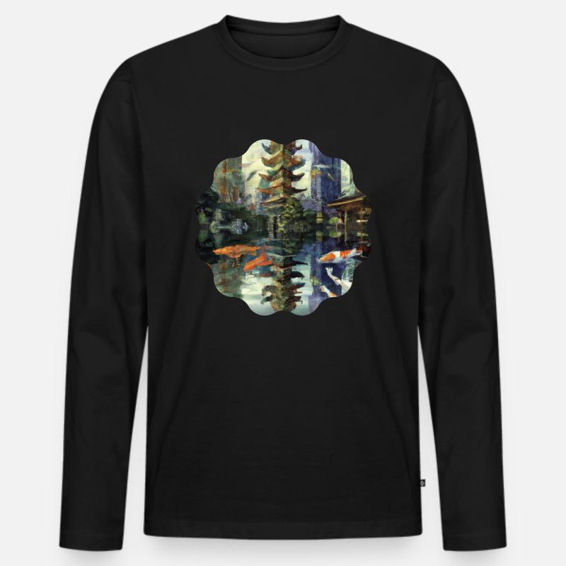 Landschaft - Männer Premium Bio Langarmshirt - Schwarz