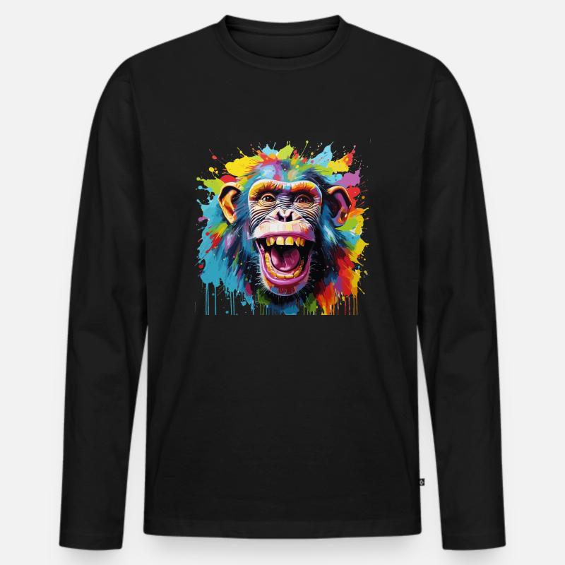 das Affenlachen - Männer Premium Bio Langarmshirt - Schwarz