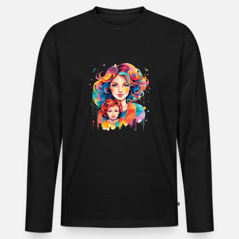 Mutter & Tochter - Männer Premium Bio Langarmshirt - Schwarz