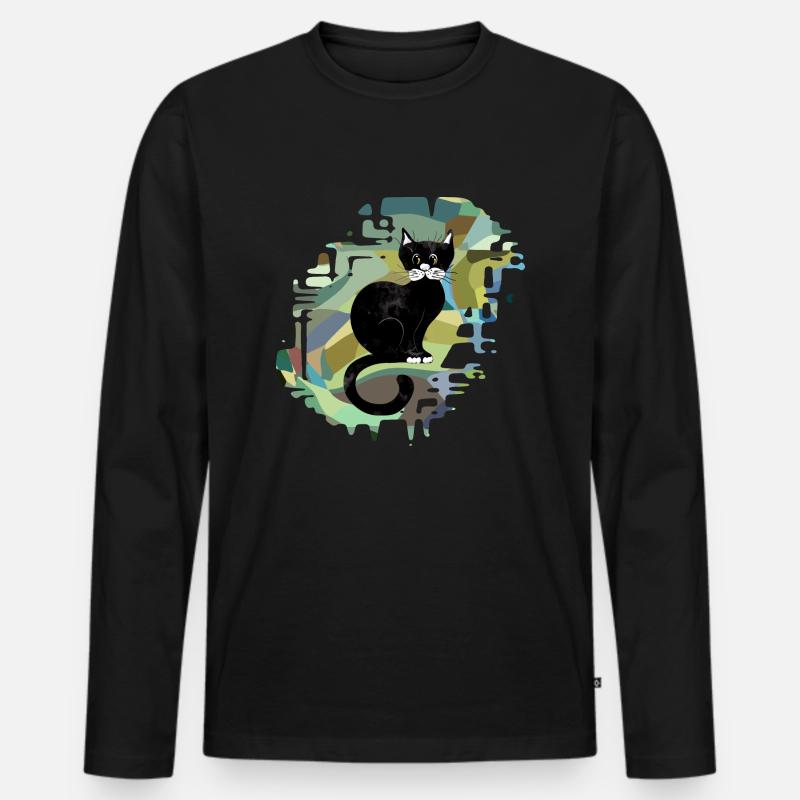 Katze - Männer Premium Bio Langarmshirt - Schwarz