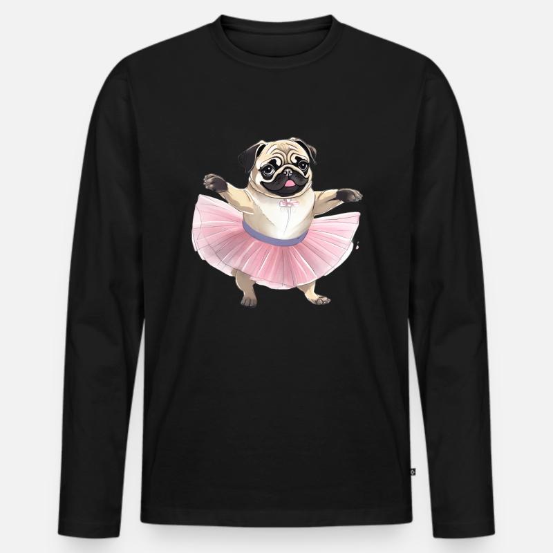 tanzender Mops - Männer Premium Bio Langarmshirt - Schwarz