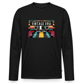 Vintage 1961 Limited Edition - Men's Premium Organic Long Sleeve Shirt - black - Front - Nico (187cm)