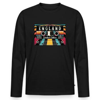 Vintage England Limited Edition - Men's Premium Organic Long Sleeve Shirt - black - Front - Nico (187cm)