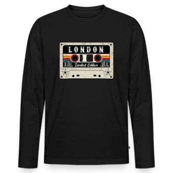 Vintage London Limited Edition - Men's Premium Organic Long Sleeve Shirt - black - Front - Nico (187cm)