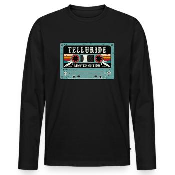 Vintage Telluride Mountain Ski - Men's Premium Organic Long Sleeve Shirt - black - Front - Nico (187cm)