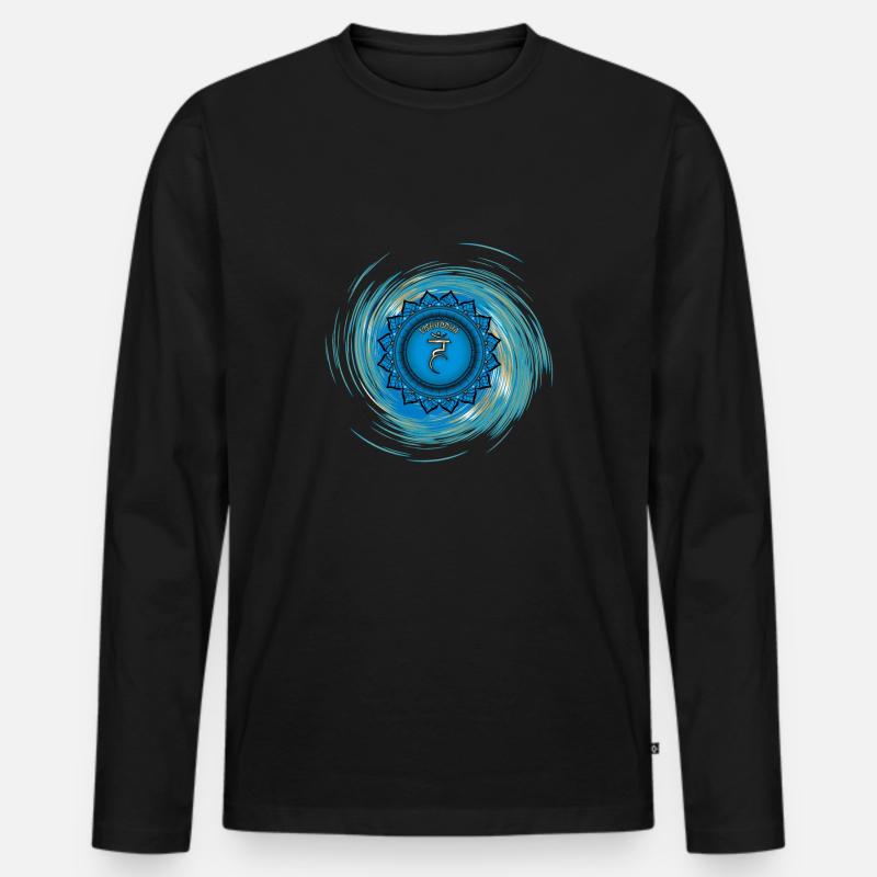 Vishuddha Fünftes Chakra - Männer Premium Bio Langarmshirt - Schwarz