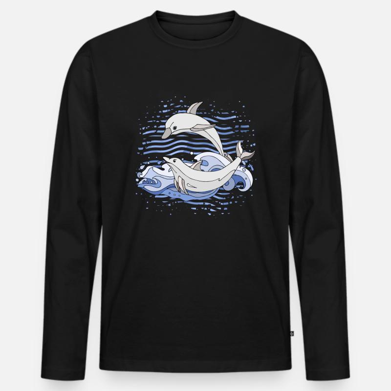 Delphine - Männer Premium Bio Langarmshirt - Schwarz