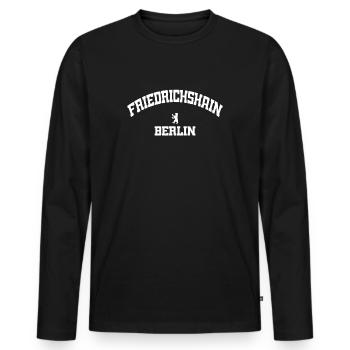 Friedrichshain - Berlin - Deutschland - Germany - Men's Premium Organic Long Sleeve Shirt - black - Front - Nico (187cm)