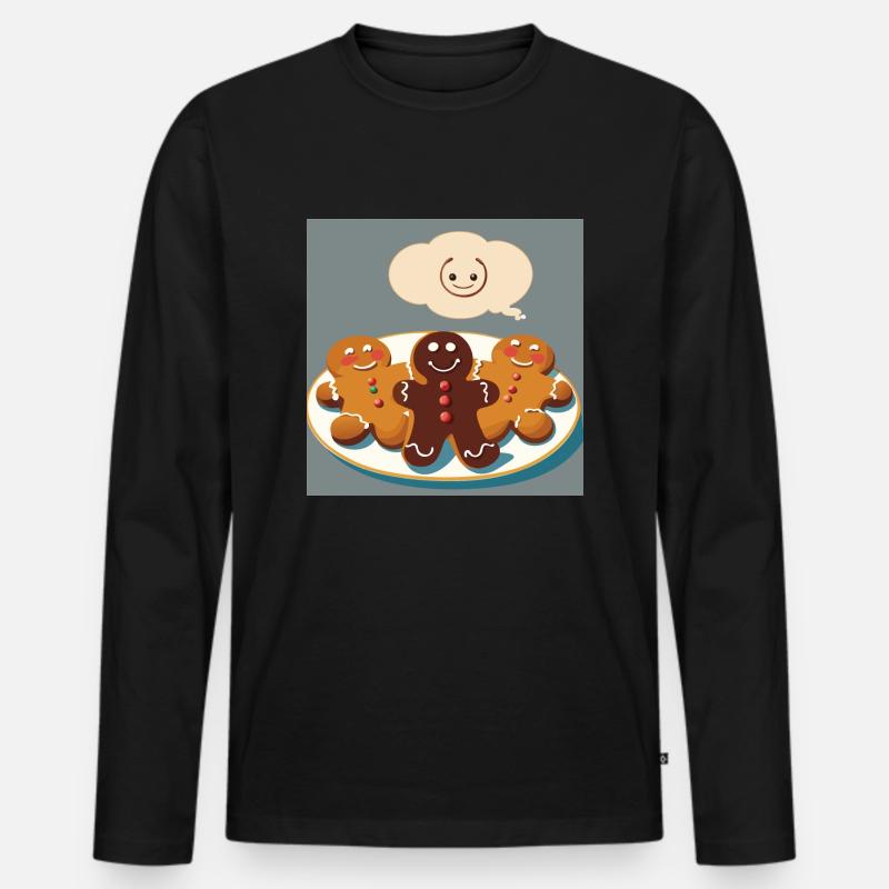 Lebkuchen / Lebkuchenmann / Weihnachten - Männer Premium Bio Langarmshirt - Schwarz