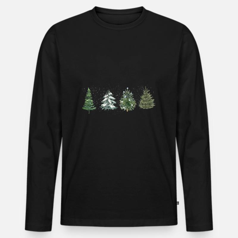 Weihnachtsbaum - Männer Premium Bio Langarmshirt - Schwarz