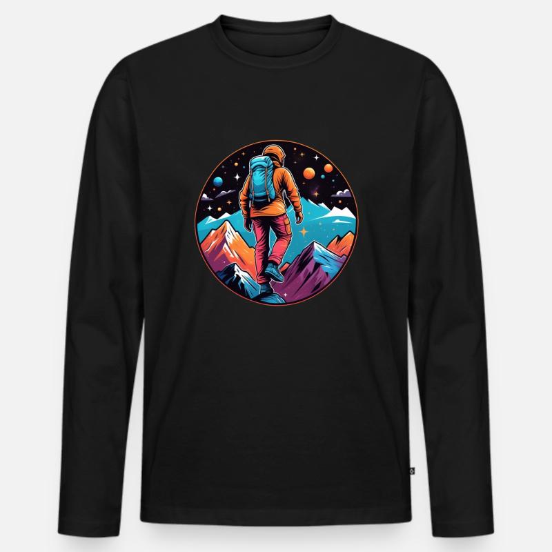 Klettern - Mond - Weltraum - Männer Premium Bio Langarmshirt - Schwarz