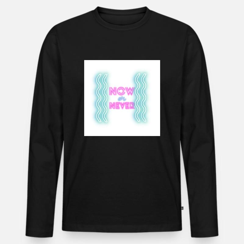 NowOrNever - Männer Premium Bio Langarmshirt - Schwarz
