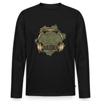 Écouteur - T-shirt manches longues Premium bio Homme - noir - Devant - Nico (187cm)