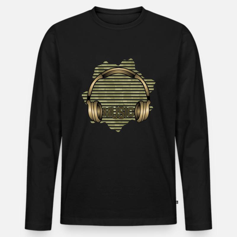 Kopfhörer - Männer Premium Bio Langarmshirt - Schwarz