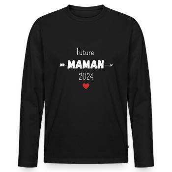 Future maman 2024 - T-shirt manches longues Premium bio Homme - noir - Devant - Nico (187cm)