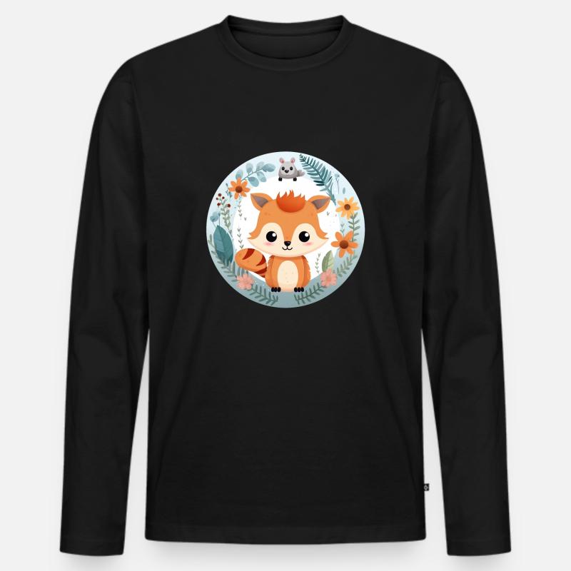 Mr. Fuchs - Männer Premium Bio Langarmshirt - Schwarz