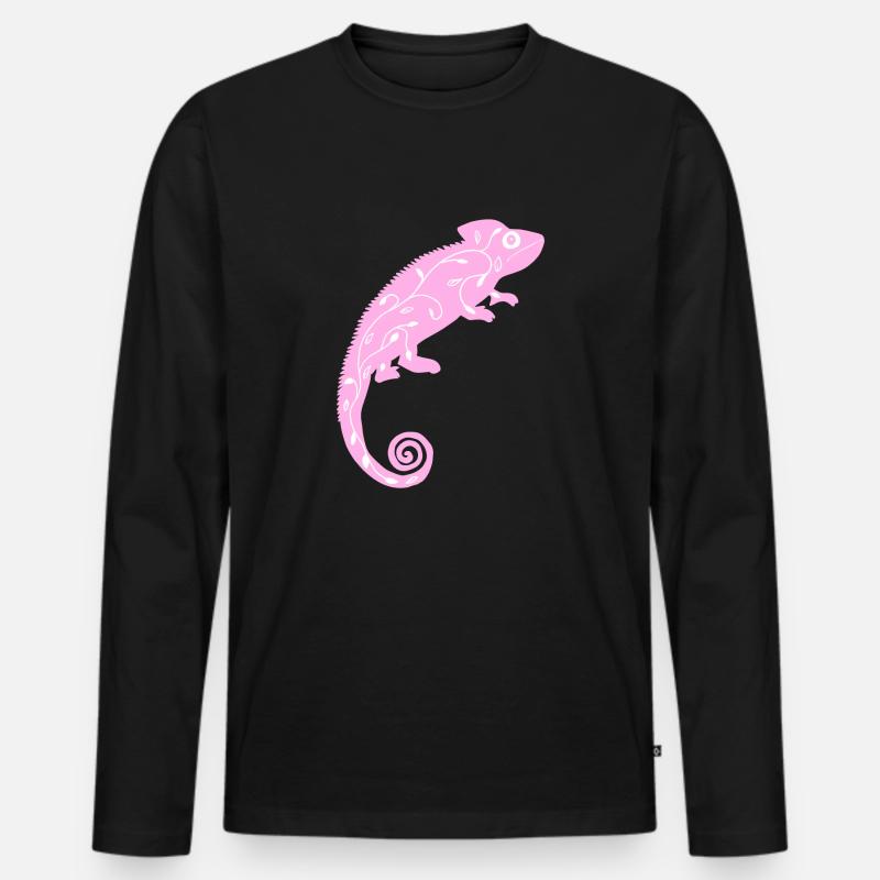 Rosa Chamäleon - Männer Premium Bio Langarmshirt - Schwarz