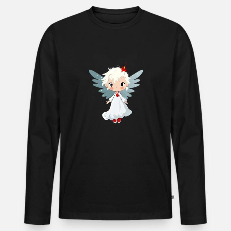 Mily der Weihnachtsengel - Männer Premium Bio Langarmshirt - Schwarz