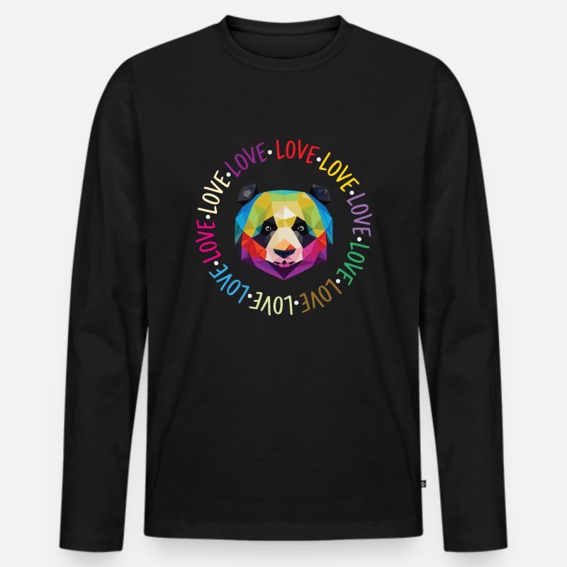 Liebe Panda - Männer Premium Bio Langarmshirt - Schwarz