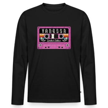 Vintage Vanessa Name - Men's Premium Organic Long Sleeve Shirt - black - Front - Nico (187cm)