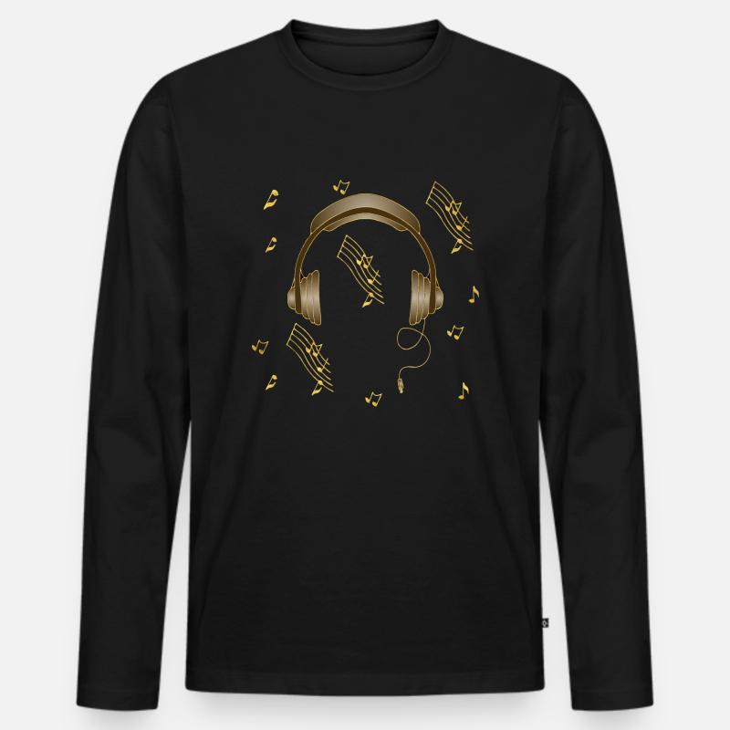Kopfhörer - Männer Premium Bio Langarmshirt - Schwarz