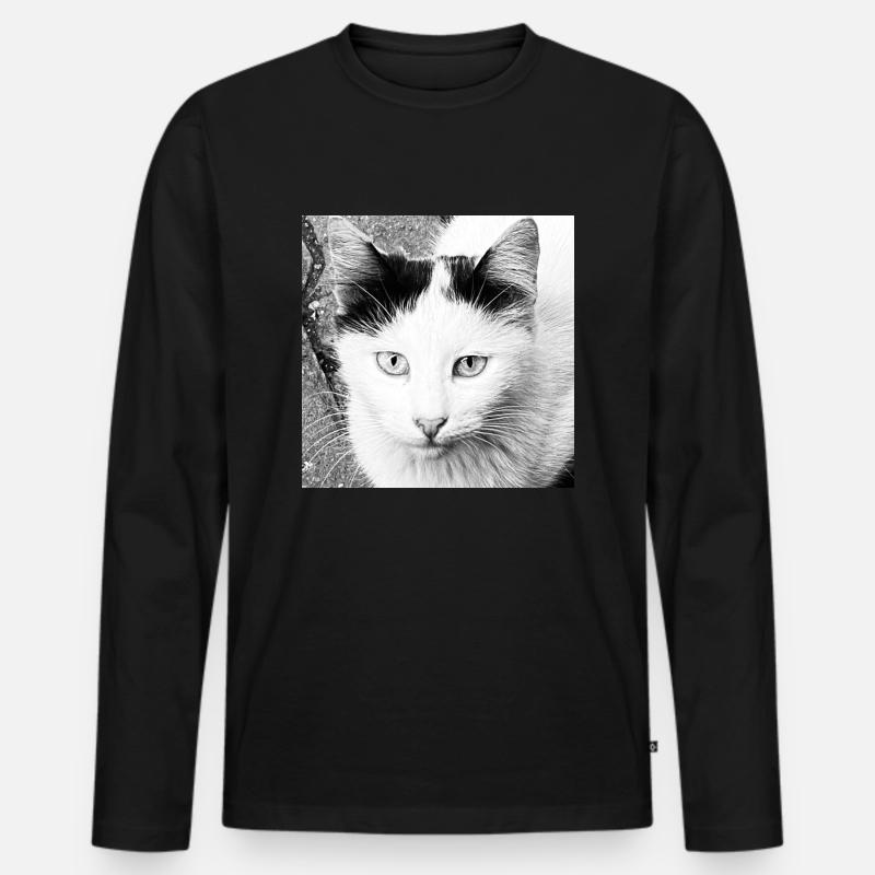 Süße Katze - Männer Premium Bio Langarmshirt - Schwarz