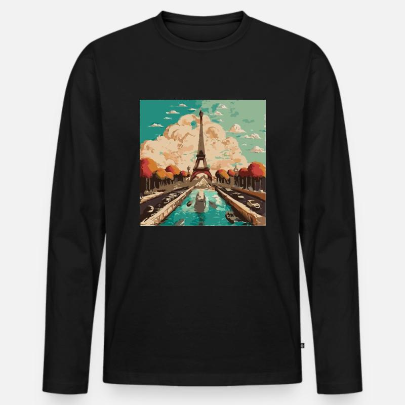 Eiffelturm in Paris - Männer Premium Bio Langarmshirt - Schwarz