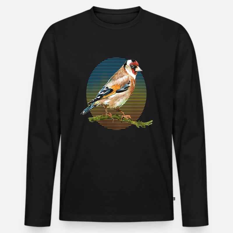 Bunter Vogel - Männer Premium Bio Langarmshirt - Schwarz