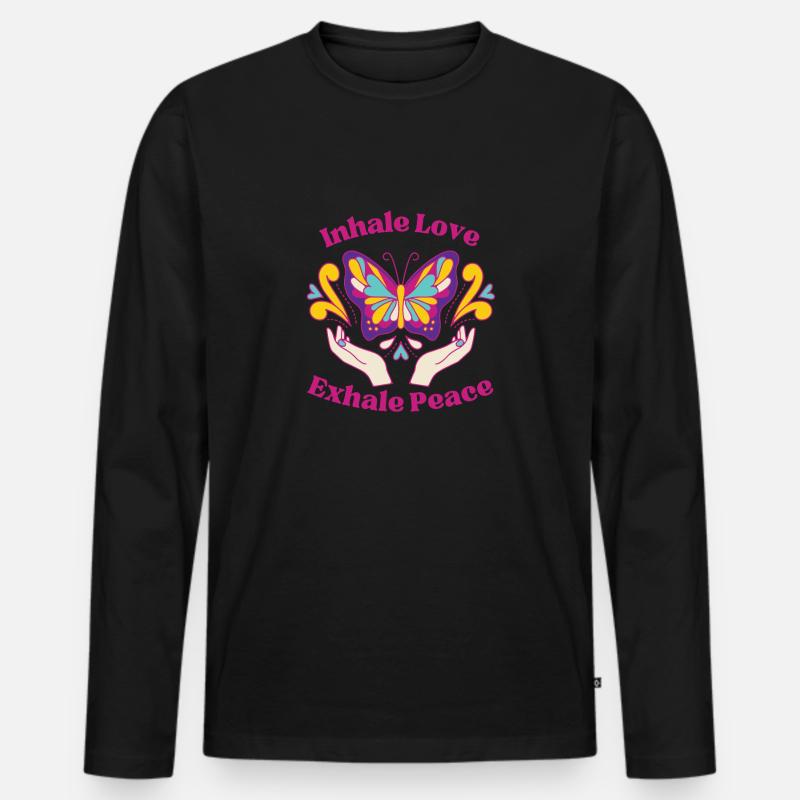 positive affirmation - Männer Premium Bio Langarmshirt - Schwarz