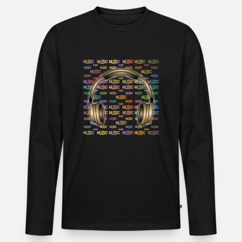 Kopfhörer - Männer Premium Bio Langarmshirt - Schwarz