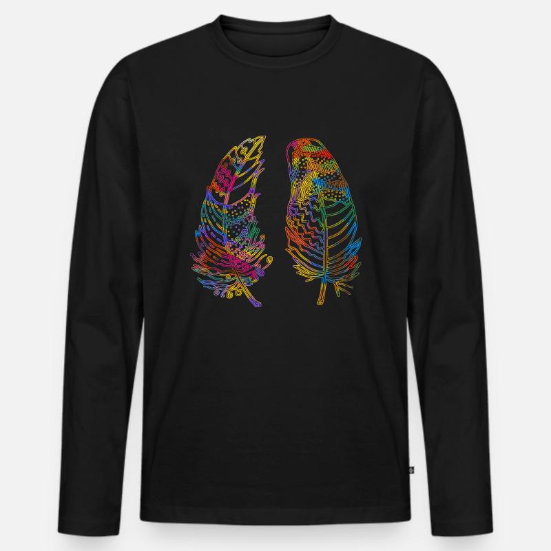 Feder - Männer Premium Bio Langarmshirt - Schwarz