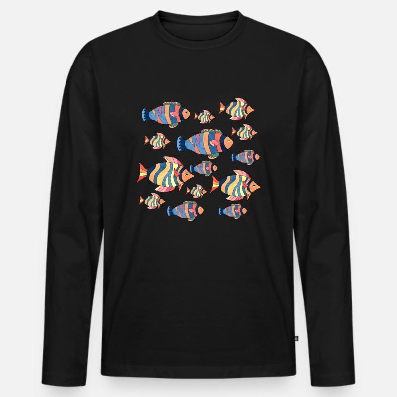 Fische - Männer Premium Bio Langarmshirt - Schwarz