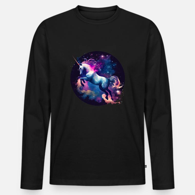Magisches Einhorn - Männer Premium Bio Langarmshirt - Schwarz