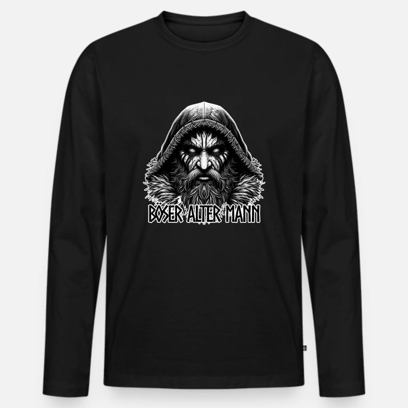 Böser alter Mann - Männer Premium Bio Langarmshirt - Schwarz