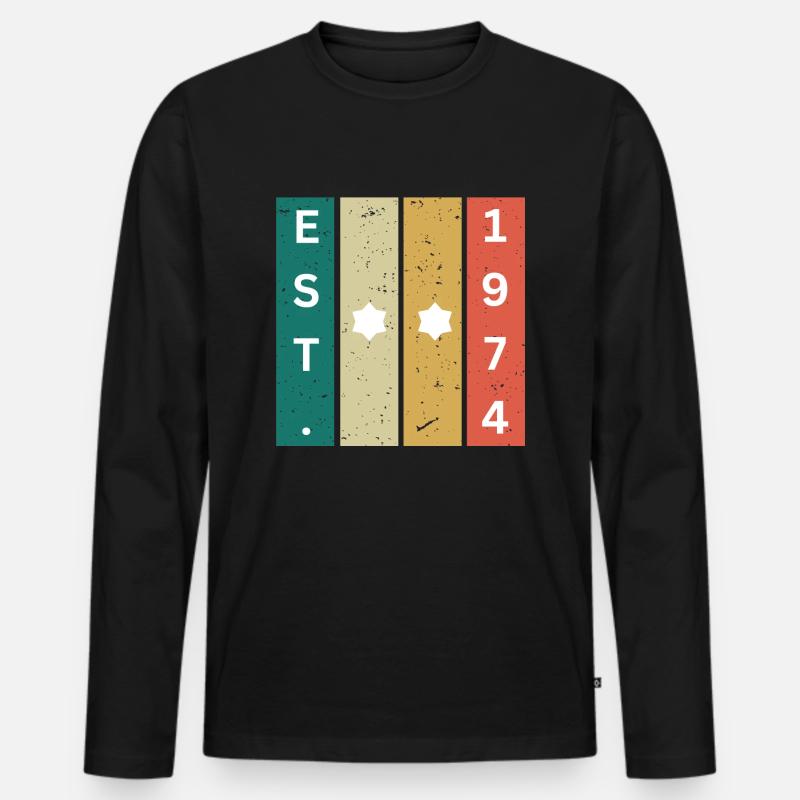 Geburtstag 74 - Männer Premium Bio Langarmshirt - Schwarz