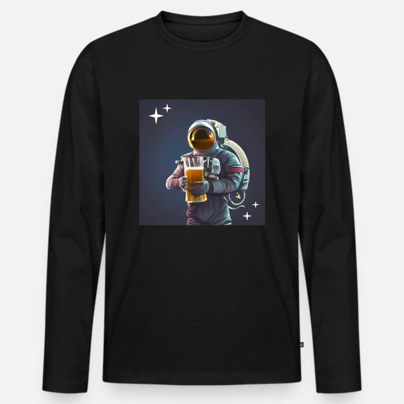 Astronauten-Bier - Männer Premium Bio Langarmshirt - Schwarz