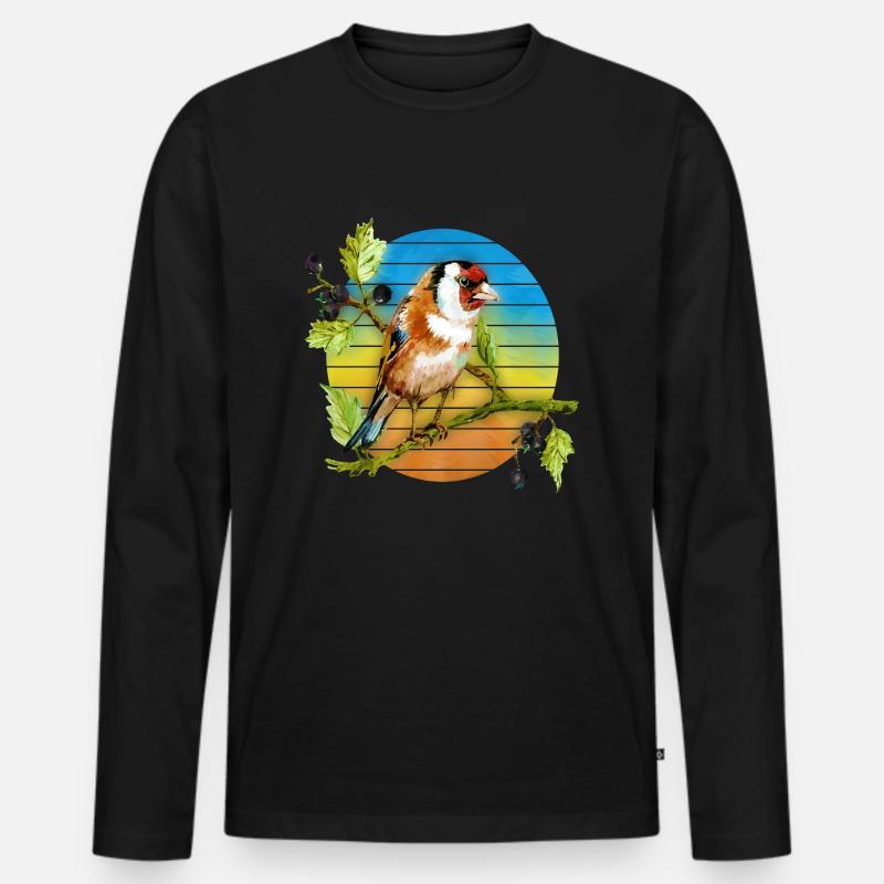 Bunter Vogel - Männer Premium Bio Langarmshirt - Schwarz
