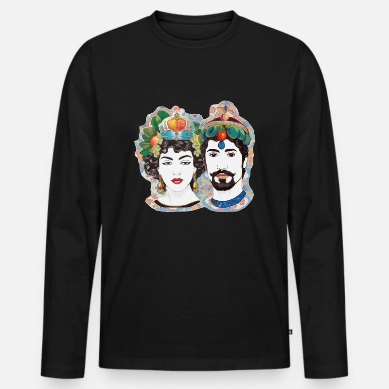 teste di moro - Männer Premium Bio Langarmshirt - Schwarz