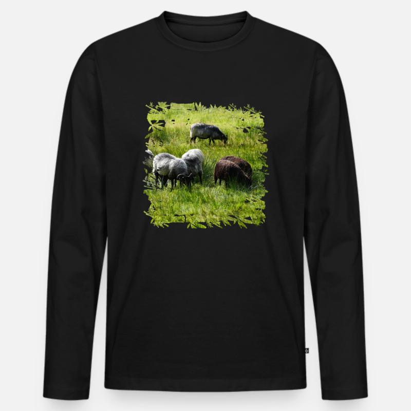 Heidschnucken sind gute Futterverwerter - Männer Premium Bio Langarmshirt - Schwarz