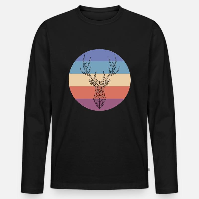 Hirsch - Männer Premium Bio Langarmshirt - Schwarz